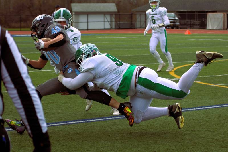The Pembroke Dragons Varsity Football team finished  13-0 on the season with a 36-0 victory over the Section 4 Moravia Blue Devils in the NYSPHSAA 8 man championship.   1st quarter 14-0 2nd quarter 28-0 3rd quarter 36-0 4th quarter 36-0  Behind the blocking of Ben Steinberg, Jayden Mast, Jayden Bridge, Madden Perry, JJ Gabbey, Octavius Martin and Hayden Williams, The Dragons racked up over 500 yards on offense with no punts for the game. Tyson Totten ran for 401 yards and 5 touchdowns to finish the year wit