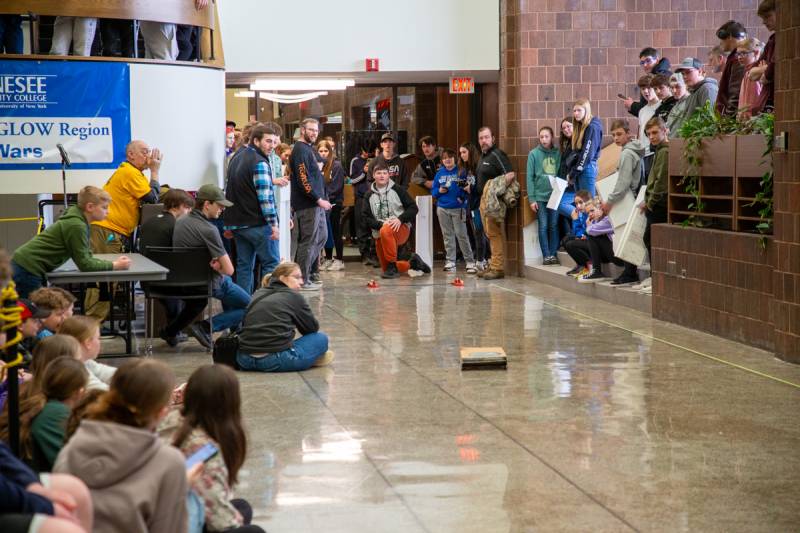 Skimmer Cars drew a big crowd at the 15th Annual G.L.O.W. Region Tech Wars Competition at Genesee Community College  Photo by Steve Ognibene
