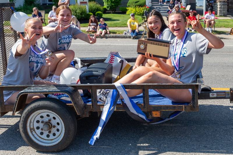 Some members of Batavia softball girls winning the Class B1 title, Batavia Memorial Day Parade