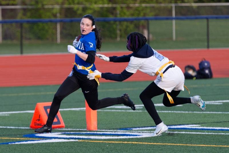 Nicole Doeringer scores Batavia's first touchdown. Photo by Steve Ognibene