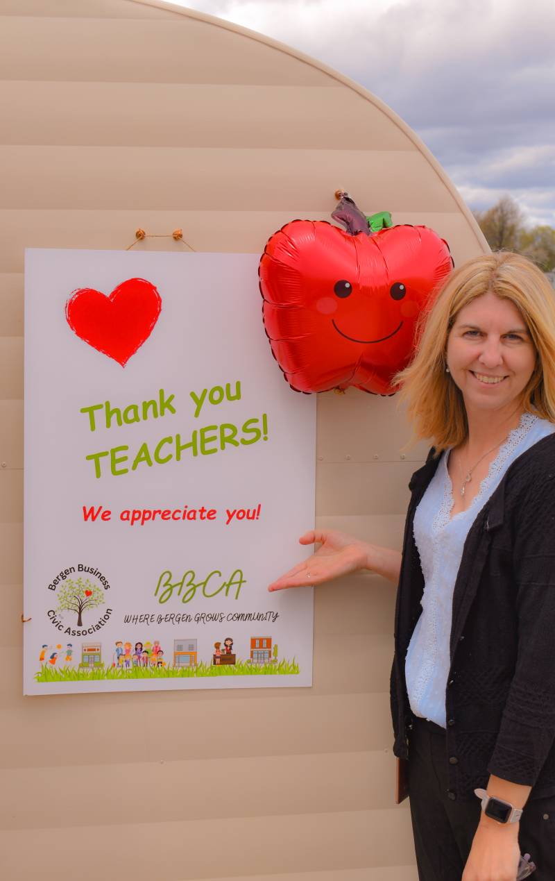 Byron-Bergen teachers with Spoonful of Sugar Sweets truck.