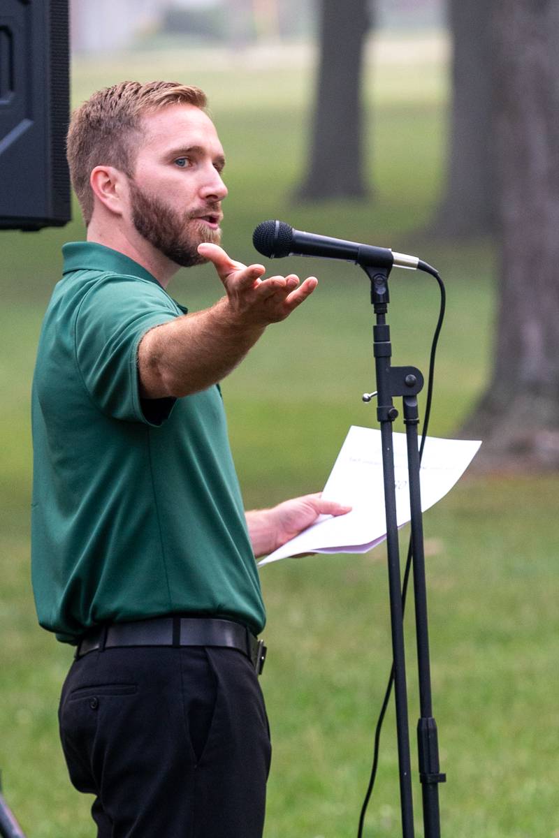 Batavia Concert Band conductor John Bailey led the concert. Photo by Steve Ognibene