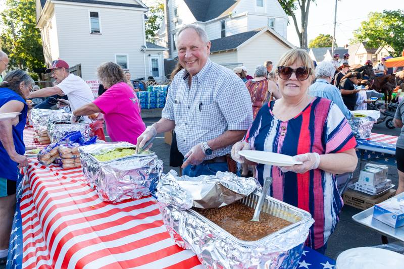 Batavia Police Community Night out food being served 