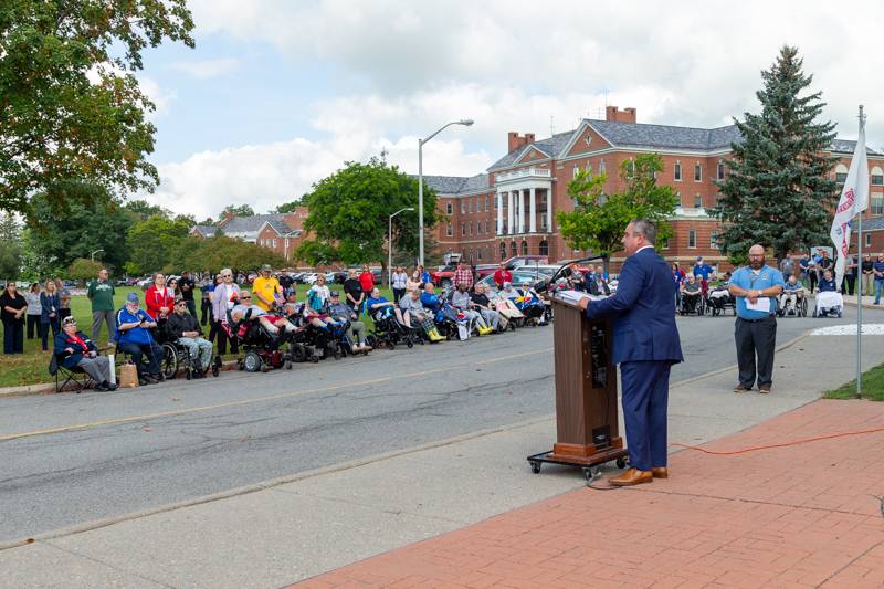 NYS Senator Goerge Borrello address the veterans at the V.A. hospital, Batavia  Photo by Steve Ognibene