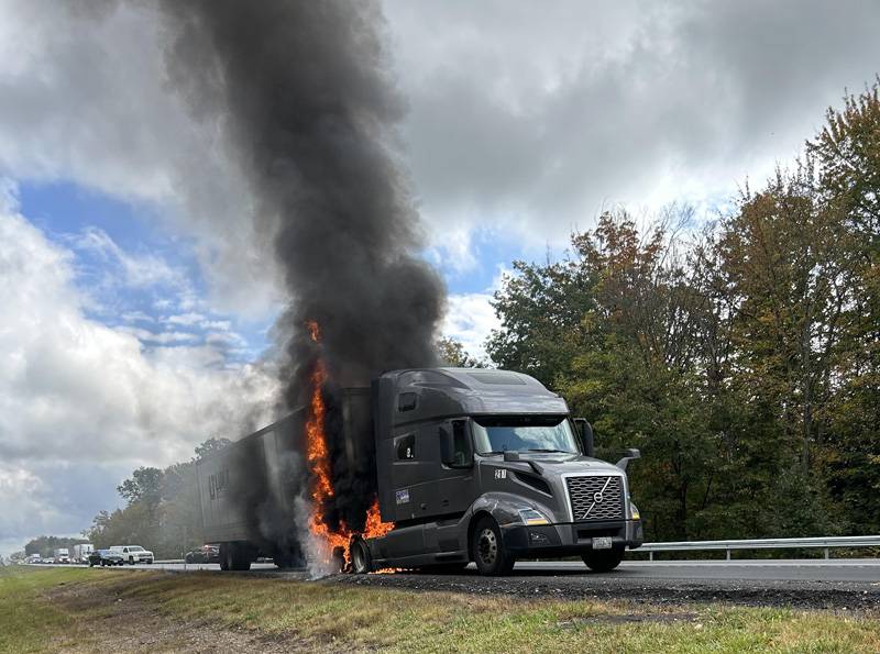 thruway truck fire