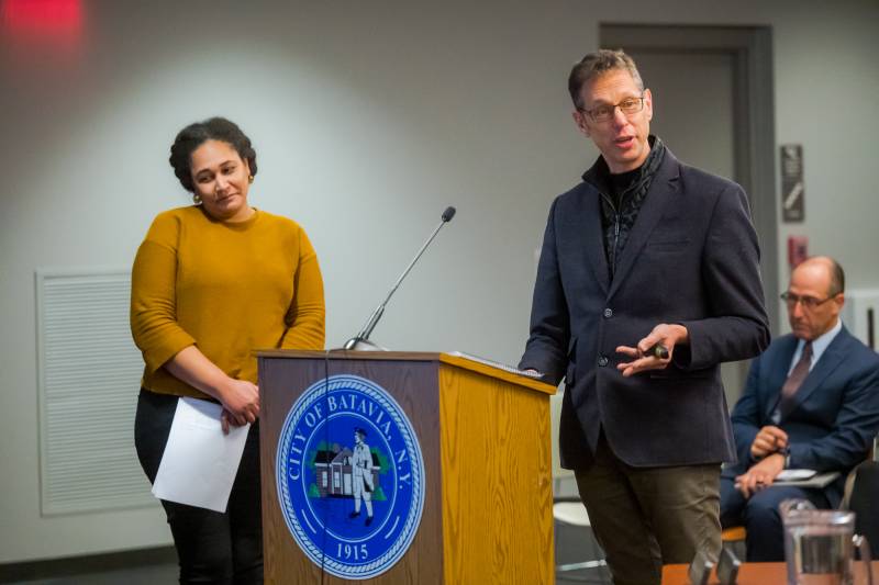 Larissa Reynolds and Rick Hauser at City Council