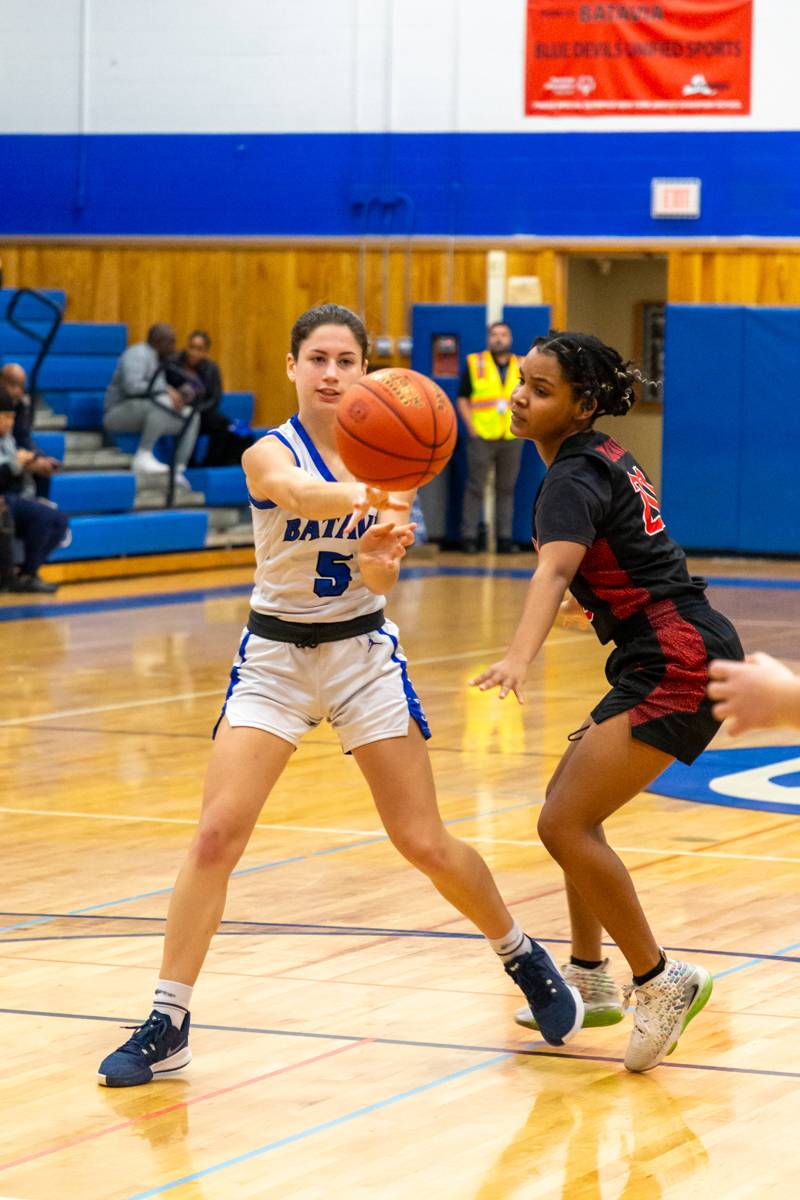 Anna Varland moves the ball up for a score.  Photo by Steve Ognibene