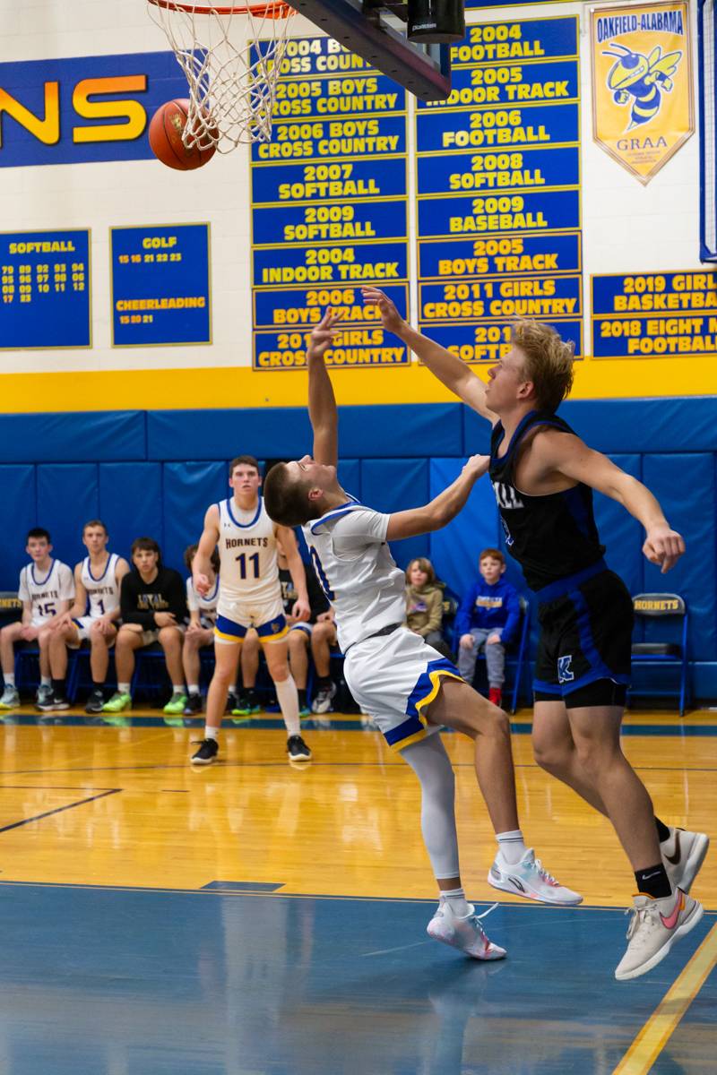 Gavin Armbrewster shooting for two points.  Photo by Steve Ognibene