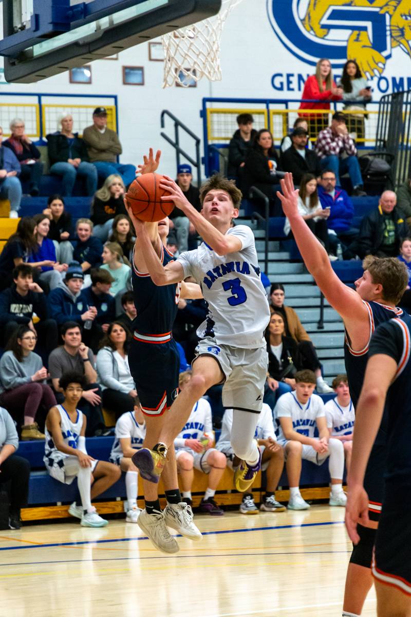 Carter Mullen going tfor two points.  Mullen was named an all-tournament player.  Photo by Steve Ognibene