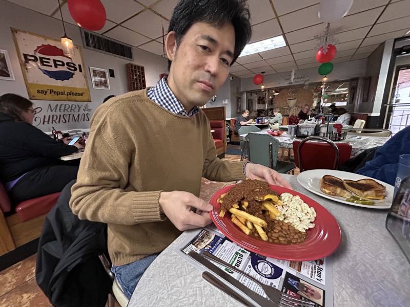 Hiro with garbage plate