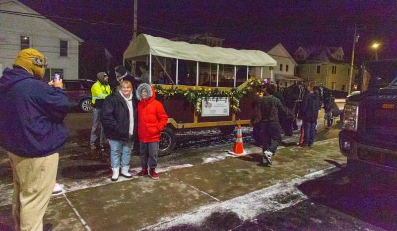 Family farm wagon at toy giveaway