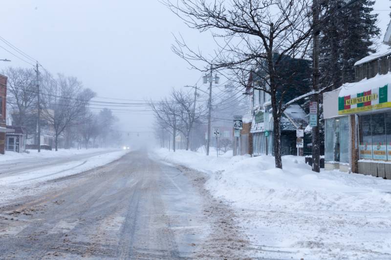 Ellicott street route 63 Batavia heading east.  Photo by Steve Ognibene