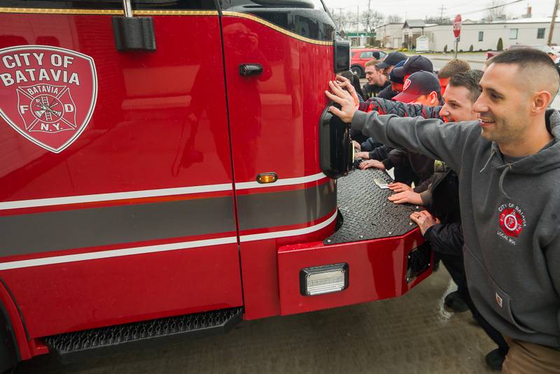 batavia city fire pushing in ceremony engine 12