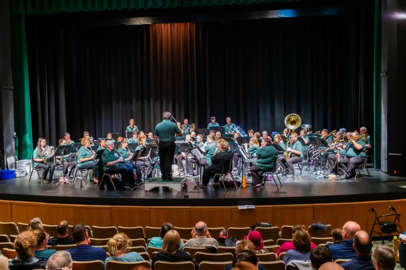 Batavia Concert Band celebrated 100 years with opening night at GCC due to inclement weather in centennial park.  Photo by Steve Ognibene