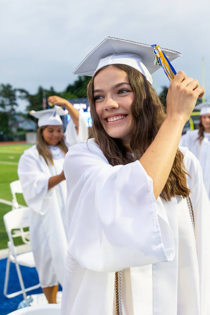 Ella Radley turns her tassle left to right as being confirmed by Batavia High School administration  Photo by Steve Ognibene