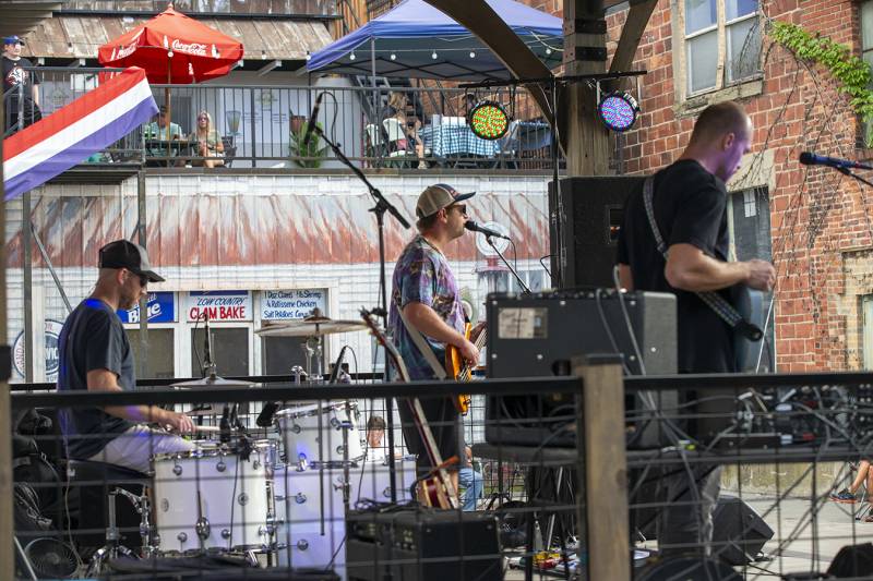 OHMS Band performed Friday evening in Jackson Square, downtown Batavia   Photo by Steve Ognibene