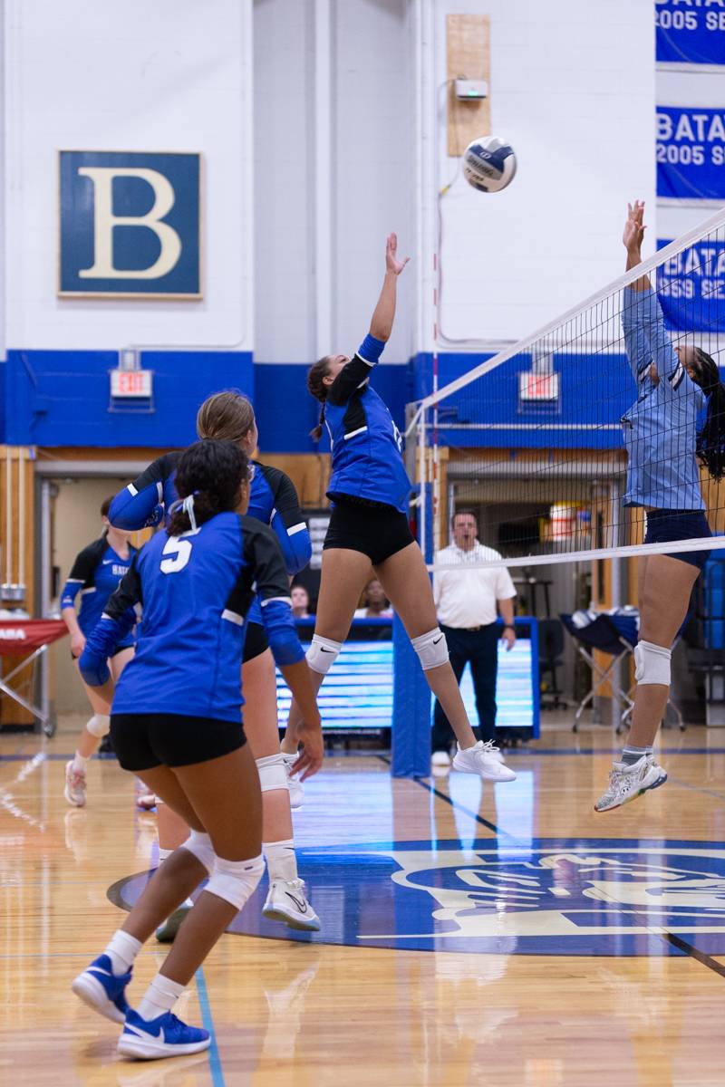 Batavia going for a block at the net.  Photo by Steve Ognibene