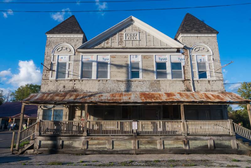 Photo taken this week of the former Odd Fellows Hall, 6177 Main Road, in Stafford. Photo by Howard Owens.