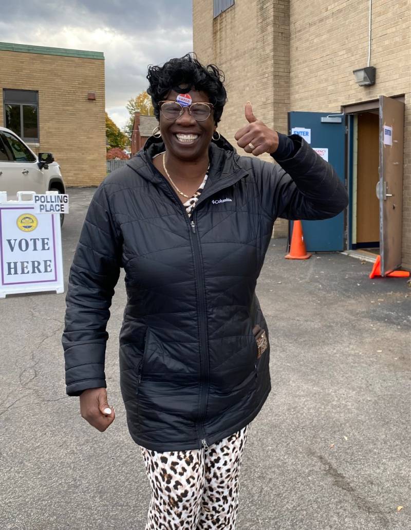 Tonya Gray at early voting 