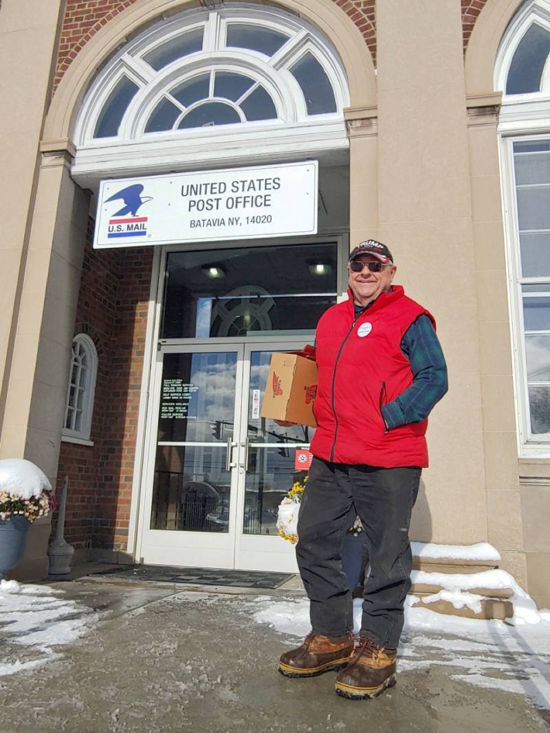 Bill Brach at post office with appeal