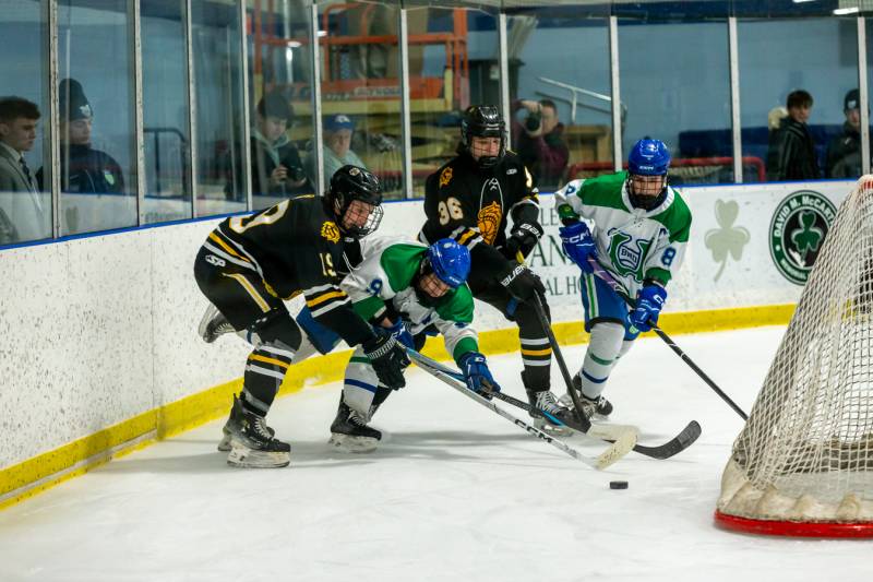  A battle of top section V hockey teams at The McCarthy friday evening, BND United beats McQuaid 3-2.  Photo by Steve Ognibene