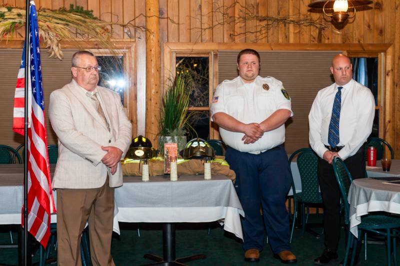 A moment of silence for two members in 2024 and past members of the Bethany fire department who have passed away.  Photo by Steve Ognibene