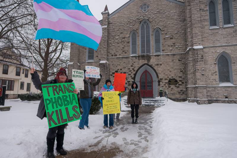 trans protest first pres