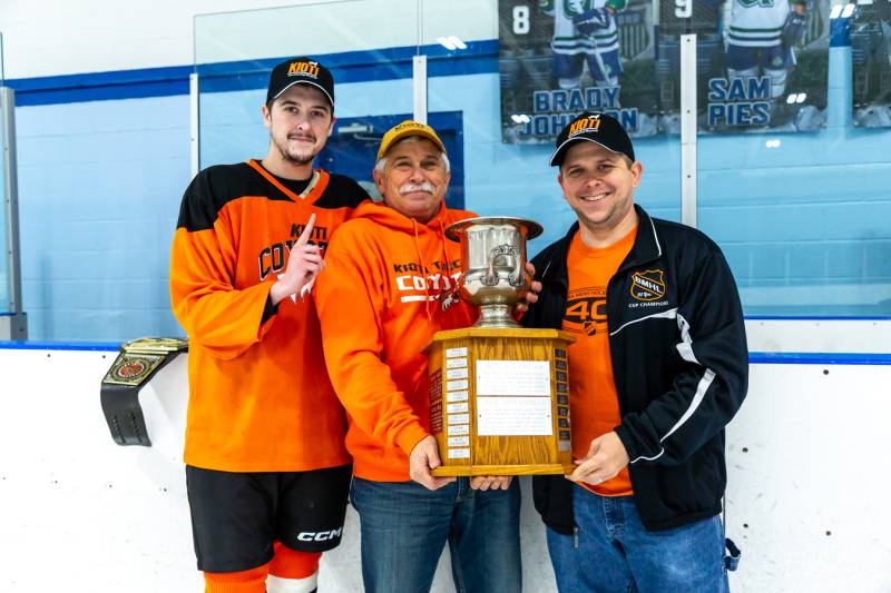 Tom Martell , team sponsor for Kioti Tractor, pictured with his sons Nick and Tim.  Photo by Steve Ognibene 