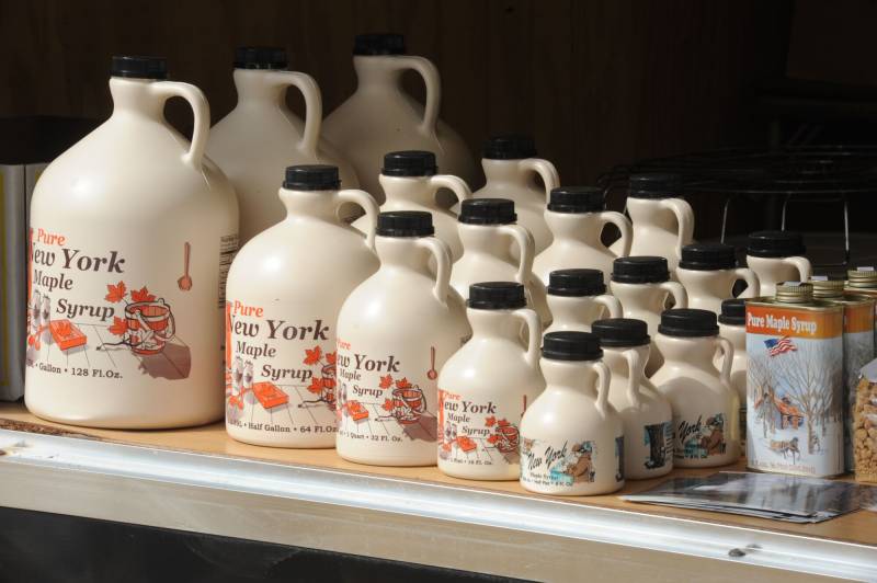 Various Bottles of maple syrup